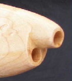 Detail of the Mouthpiece Birds Eye Maple Drone Flute