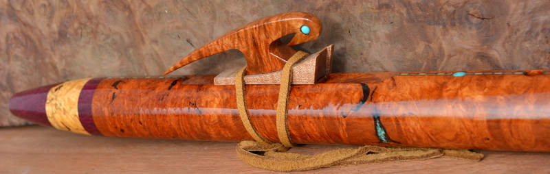 Afzelia Burl  Flute with End Caps and Inlay by Laughing Crow