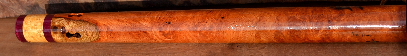 Afzelia Burl  Flute with End Caps and Inlay by Laughing Crow