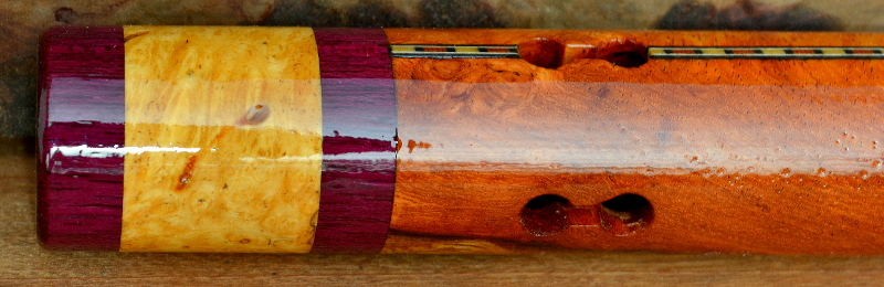 Afzelia Burl  Flute with End Caps and Inlay by Laughing Crow