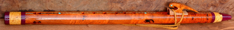 Afzelia Burl  Flute with End Caps and Inlay by Laughing Crow