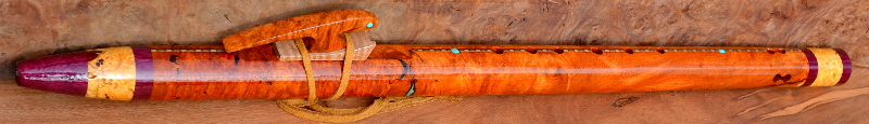 Afzelia Burl  Flute with End Caps and Inlay by Laughing Crow