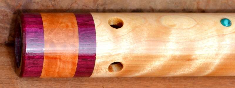 Curly Myrtle Flute with End Caps by Laughing Crow