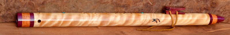 Curly Myrtle Flute with End Caps by Laughing Crow