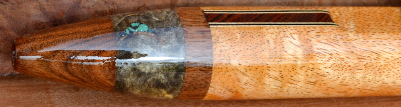 Curly Mango Flute with End Caps and Inlay by Laughing Crow
