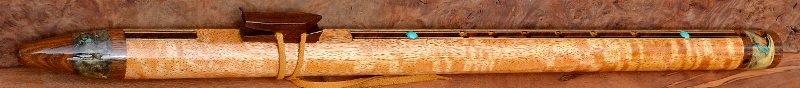 Curly Mango Flute with End Caps and Inlay by Laughing Crow