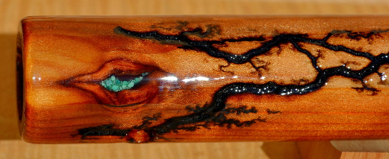 F# Minor Redwood Fractal Flute With Crushed Truqoise Inlays,  by Laughing Crow