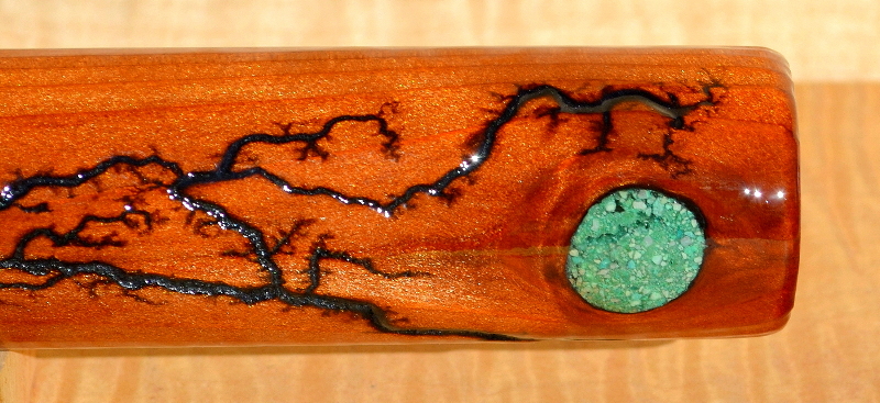 F# Minor Redwood Fractal Flute With Crushed Truqoise Inlays,  by Laughing Crow