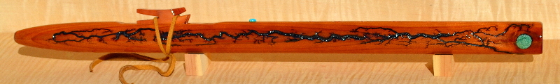 F# Minor Redwood Fractal Flute With Crushed Truqoise Inlays,  by Laughing Crow